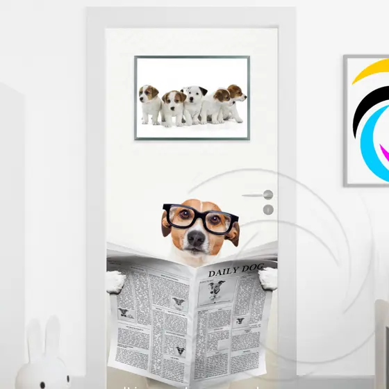 Cachorro 07502 - Papel Parede Adesivo para Portas de Madeira ou Vidro Decoração Revestimento