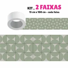 Faixa Decorativa - Kit com 2 Faixas Papel de Parede Border Faixa Adesiva Decoração Azulejo - GEOMÉTRICO G0107 VERDE