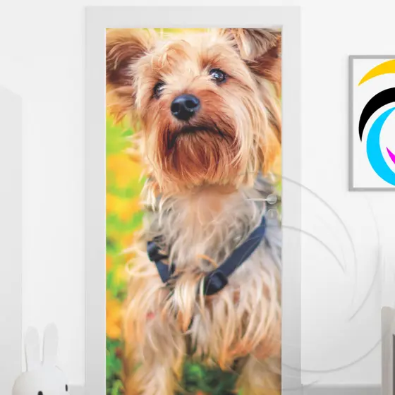 Cachorro 04425 - Papel Parede Adesivo para Portas de Madeira ou Vidro Decoração Revestimento