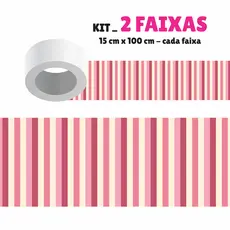 Faixa Decorativa - Kit com 2 Faixas Papel de Parede Border Faixa Adesiva Decoração- LISTRAS VERTICAIS AIFX02 ROSA