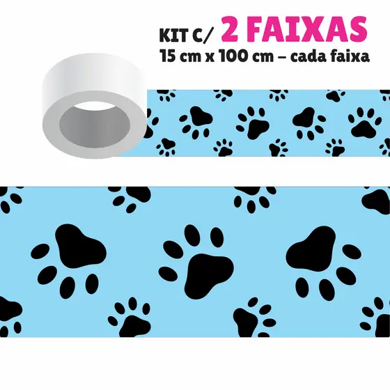 Faixa Decorativa - Kit com 2 Faixas Papel de Parede Border Faixa Adesiva Decoração - PATINHAS CACHORRO 2012