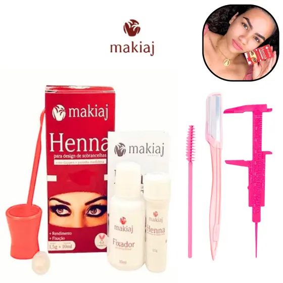 Henna De Sobrancelha E Kit Com Régua Faca Para Design