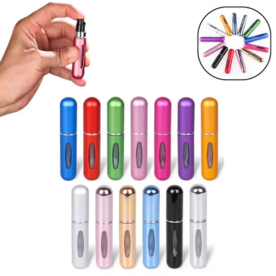 KIT 12 Pcs Porta Perfume Recarregavel Viagem Portatil Spray 5ml