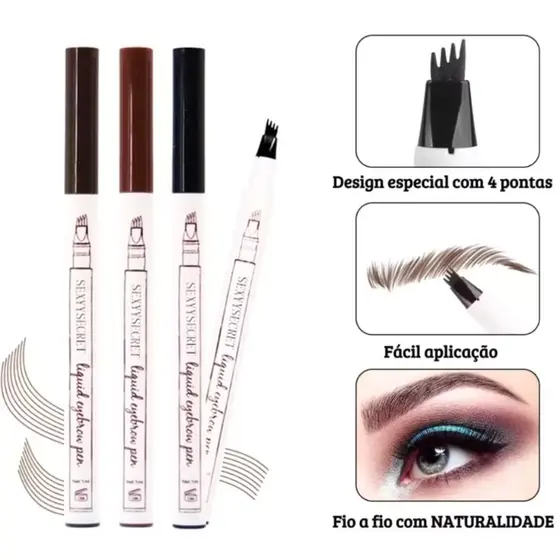 Caneta Microblading com Efeito Henna Natural para Sobrancelhas