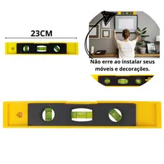 Nível Régua 3 Bolhas 23cm Pro Nível Mão C/ Imã Prumo Nivelar