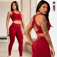 Conjunto Fitness Feminino Academia Zero Transparência Suplex Premium Legging Cintura Alta