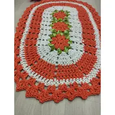 tapete oval, Laranja e cru