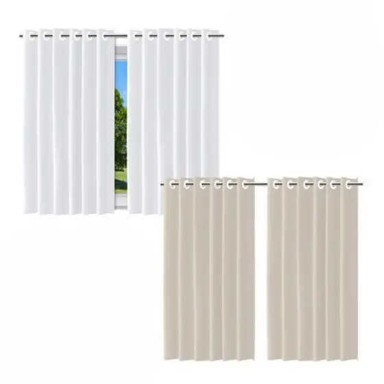 Kit 2 Cortinas Blackout Corta Luz P/ Sala Quarto 2,00m L X 1,40m A Branco ou Bege
