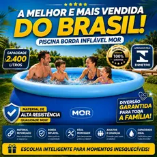 Piscina Inflável 2400 Litros Mor Redonda Borda Inflável Fácil Montagem Infantil E Adulto