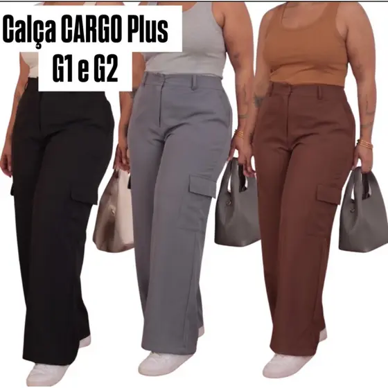 Calça Feminina Cargo Pantalona Alfaiataria