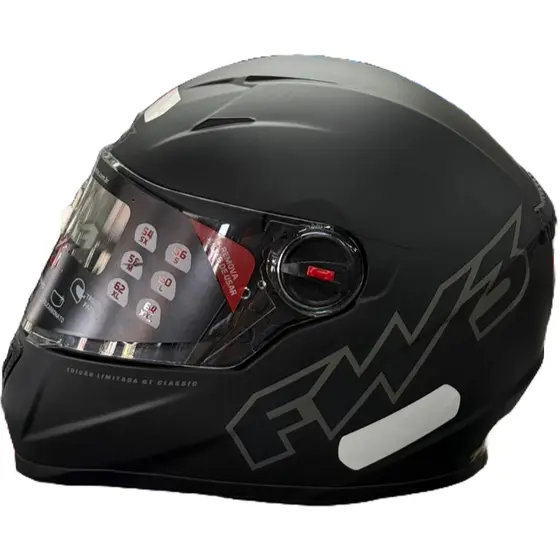 Capacete fechado Fw3 GT Classic Preto fosco + brinde