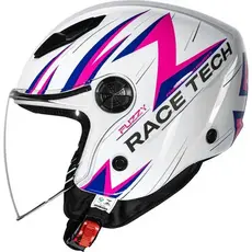 Capacete aberto Race tech Play Fuzzy Branco Rosa modelo AGV + brinde