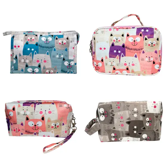 Necessaire Feminina DANTAS Gatinho Porta Maquiagem Organizador Bolsa Estojo Cosméticos Viagem Fofa Kawaii
