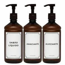 Kit 3 Peças Lavanderia Luxo Âmbar Organização Alta Vazao