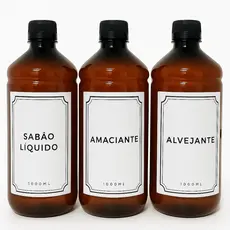 Kit Lavanderia Dispenser Organizador  1L Sabão Líquido Amaciante Alvejante Organizador