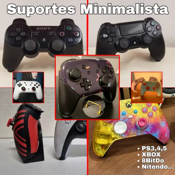 Suporte Invisível para Controle PS4 PS5 PS3 Xbox Nintendo 8BitDo outros Minimalista