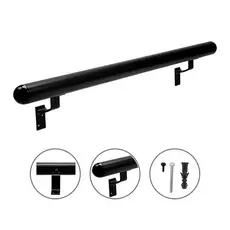 Tubo Corrimão Alumínio Preto 1 Metro 2” | Kit Completo com Suportes Buchas e Parafusos