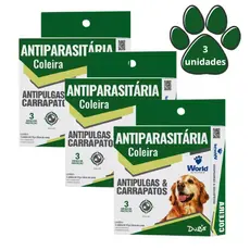 Coleira Para Cães Contra Pulgas Carrapatos Dug's Antipulgas 3 Meses Proteção Ajustável World