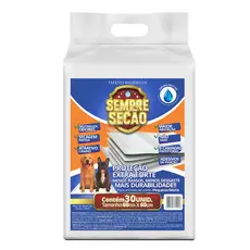 Tapete Higiênico Sempre Neutro Secão 60x60cm 30 Unidades Para Cães Atrativo Canino Seca Rapido Ultra Absorvente Branco