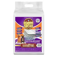 Tapete Higiênico Sempre Secão 80x60cm Lavanda 30 Unidades Neutraliza Odores Absorve Seca Rapido 6 Camadas Não Vaza