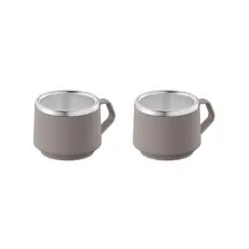Conjunto 2 Xicaras Café Chá Tramontina Inox Empilháveis Térmicas Cinza 80 ml