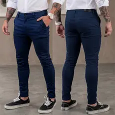 Calça Masculino Preta Sport Fino  Com Bolso Embutido Sarja Brim Com Elastano Cores