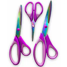 Kit 3 Tesouras Profissionais de Titânio  8.5" 7" 5.5" Corte Costura