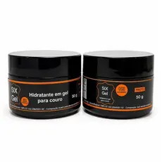 SIX Gel KIT GRAXA EM GEL 50 g  PARA COURO + HIDRATANTE 50 g PARA COURO + ESPONJA APLICADORA RENOVADOR!