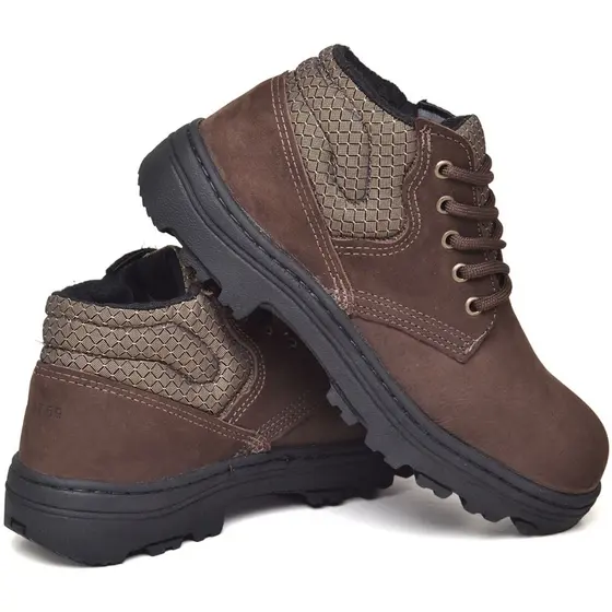 Bota Botina de segurança Marluvas Couro Nobuck Bico Pvc Café Preto