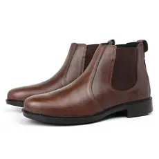 Bota Masculina Antiestresse Botina Ortopédica Palmilha Zíper Couro Legítimo