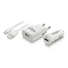 Kit Carregadores De Parede + Veicular Elgin Com Cabo Micro Usb 1m [F133]