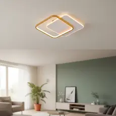 Luminária De Led Moderno Sobrepor Quadrado Dourado E Branco