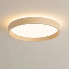 Luminaria Led Moderna Sobrepor 24w Redondo Branco E Madeira Bivolt