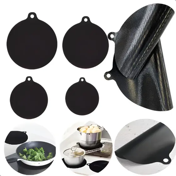 Kit 12 Unidades Protetor Almofada Em Silicone Para Fogão de Indução Redondo 17cm Preto
