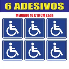 kit 6 Adesivos Deficiente Físico Cadeirante 10x10cm cada