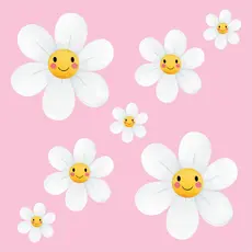 Kit 60 Adesivos De Parede Infantil Margarida Flor Flores Menina Bebê Quarto Jardim Brancas