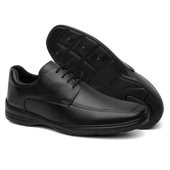 Sapato Social Masculino Cadarço Couro Ecológico Ultra Conforto Trabalho