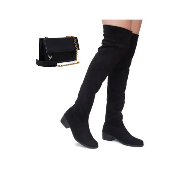 Kit Bota Over the Knee Strech Estilosa Acima do Joelho + Bolsa Festa!
