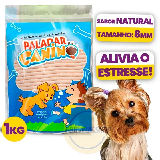 Petisco Palito Mastigável para Cães Sabor Natural 1kg Paladar Canino – 6mm ou 8mm