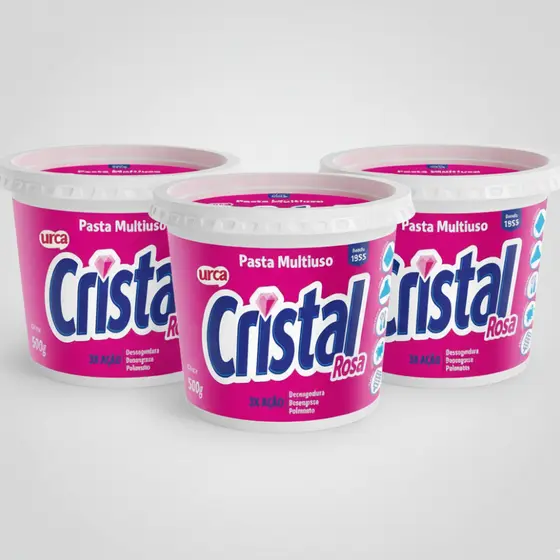 KIT 3 Pastas Cristal Rosa 500G