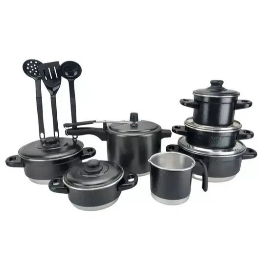 Kit 10 Peças Jogo de Panelas Craqueado Com Panela de Pressão Caneco Leiteira
