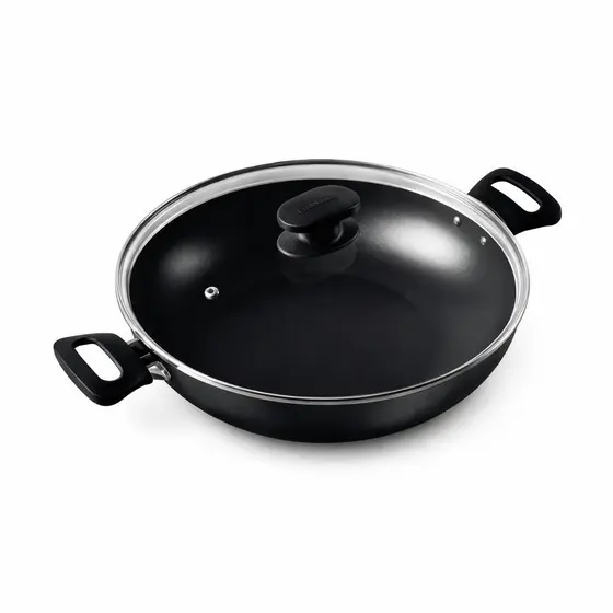 Frigideira Antiaderente Wok 24 cm com Tampa Alta para Cozinhar