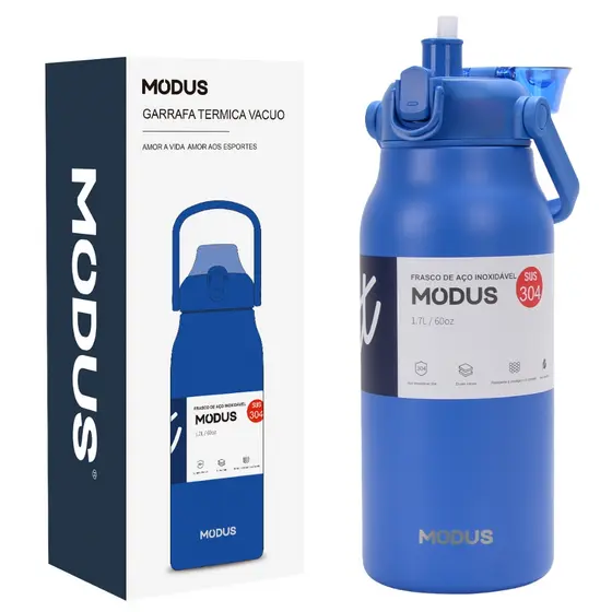 MODUS Garrafa Térmica Isolada a Vácuo De Aço Inoxidável 1700ML Grande Capacidade Com Canudo