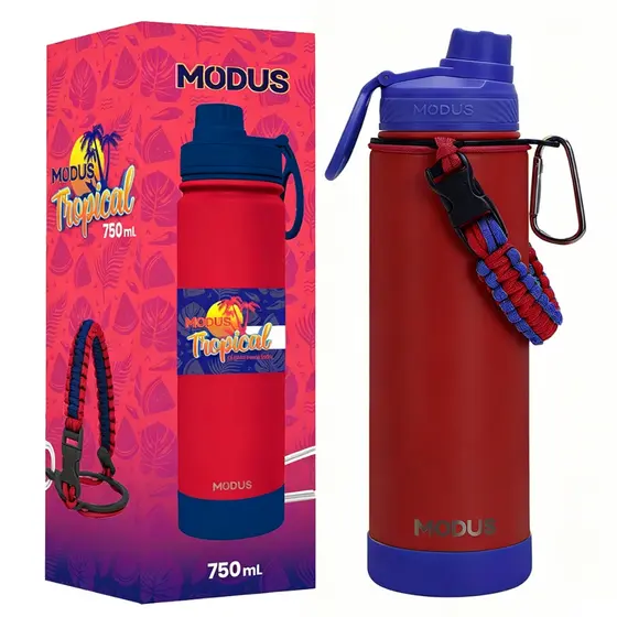 Garrafa MODUS Térmica Inox 750ml Água Fria Quente C/ Vedação com Base de Silicone e Alça