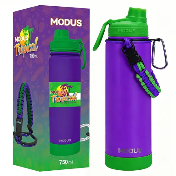 Garrafa Modus Térmica Inox 750ml Água Fria Quente C/ Vedação Com Alça Paracord