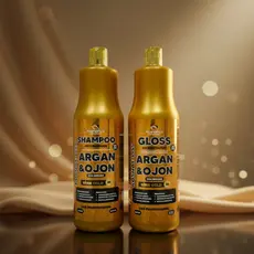 KIT 1LT - Escova reconstrutora/Shampoo Anti-resíduos Mega liss Argan e Ojon Kosnattus