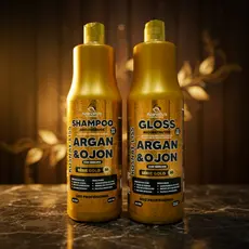 KIT 500ML - Escova reconstrutora/Shampoo Anti-resíduos Mega liss Argan e Ojon Kosnattus