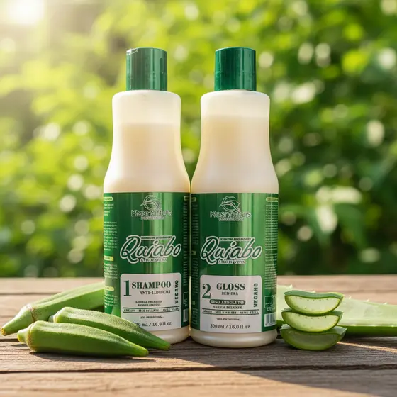 500ML - Kit Escova Definitiva Orgânica Quiabo E Aloe Vera Kosnattu's