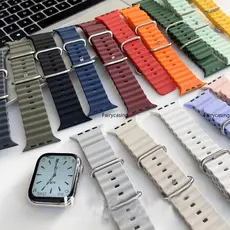 Pulseira De Silicone Com Alça Oceânica Para Apple Watch Series 8 7 ultra 49 45 41 44 40 42 38mm Substituição De Relógios