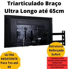 Suporte Articulado Tv Monitor BRAÇO LONGO de 65 cm Lcd  20 27 29 32 40 42 43 47 49 50 52 55 60 65Parede GRANDE MOVIMENTO